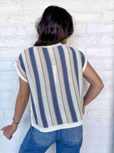 Load image into Gallery viewer, Excitement Overload Taupe &amp; Blue Sweater