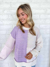 Load image into Gallery viewer, Open Minded Lilac Color Block Sweater