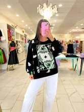 Load image into Gallery viewer, Queen Of Sparkles Black &amp; White Ghost QOS Card Sweatshirt