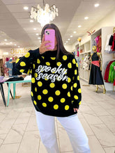 Load image into Gallery viewer, Queen Of Sparkles Black &amp; Green Polkadot Spooky Season Mockneck