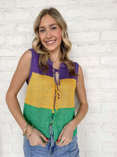 Load image into Gallery viewer, Mardi Gras Sequin Color Block Top