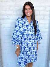 Load image into Gallery viewer, Flower Nation White Blue Dress