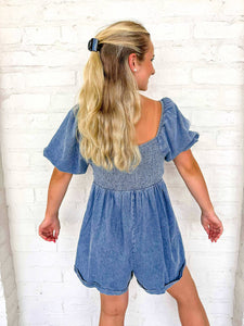 Sweetheart Washed Denim Romper