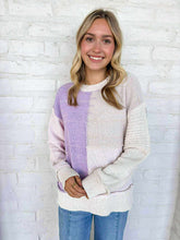 Load image into Gallery viewer, Open Minded Lilac Color Block Sweater
