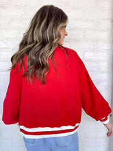 Load image into Gallery viewer, Queen of Sparkles Red Jeweled Basketball Sweatshirt