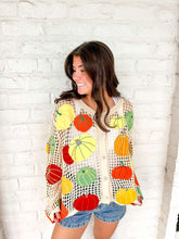 Load image into Gallery viewer, Queen Of Sparkles Beige Multi Pumpkin Crochet Button Up
