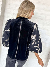 Load image into Gallery viewer, THML Velvet Hours Black Top