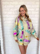 Load image into Gallery viewer, Queen Of Sparkles Metallic Gold Stripe Nola Street Tile Top