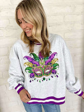 Load image into Gallery viewer, Mardi Gras Mask Sequin &amp; Jeweled Sweatshirt