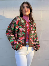 Load image into Gallery viewer, Queen Of Sparkles Brown Multi Chocolate Strawberry Cream Tie Up Sweater