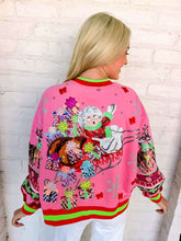 Load image into Gallery viewer, Queen Of Sparkles Hot Pink Vintage Mrs. Claus Sleigh Sweatshirt