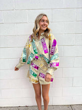 Load image into Gallery viewer, Queen Of Sparkles Metallic Gold Stripe Nola Street Sign Short