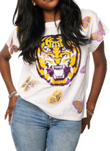 Load image into Gallery viewer, Queen Of Sparkles Licensed LSU Mascot Butterfly Tee