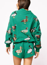 Load image into Gallery viewer, Queen Of Sparkles Dark Green Mock Neck Duck Sweatshirt