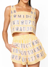 Load image into Gallery viewer, Queen Of Sparkles Yellow &amp; White NOLA Street Tiles Cotton Top