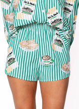 Load image into Gallery viewer, Queen Of Sparkles Green &amp; White Cafe Du Monde Icon Shorts