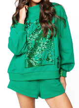 Load image into Gallery viewer, Queen Of Sparkles Queen Card Emerald Logo Mock Neck Sweatshirt