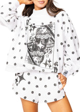 Load image into Gallery viewer, Queen Of Sparkles White &amp; Black Polka Dot Queen Card Sweatshirt