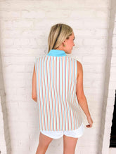 Load image into Gallery viewer, Summer Time Stripes Aqua Top