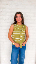 Load image into Gallery viewer, Trendy Stripe Chartreuse Top