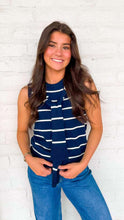Load image into Gallery viewer, Trendy Stripe Navy Top