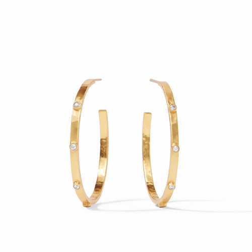 Julie Vos Large Crescent Stone Gold Hoop