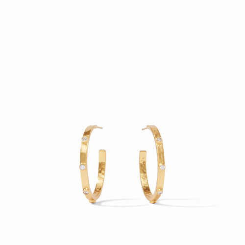 Julie Vos Medium Crescent Stone Gold Hoop
