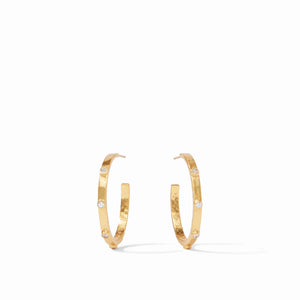 Julie Vos Medium Crescent Stone Gold Hoop
