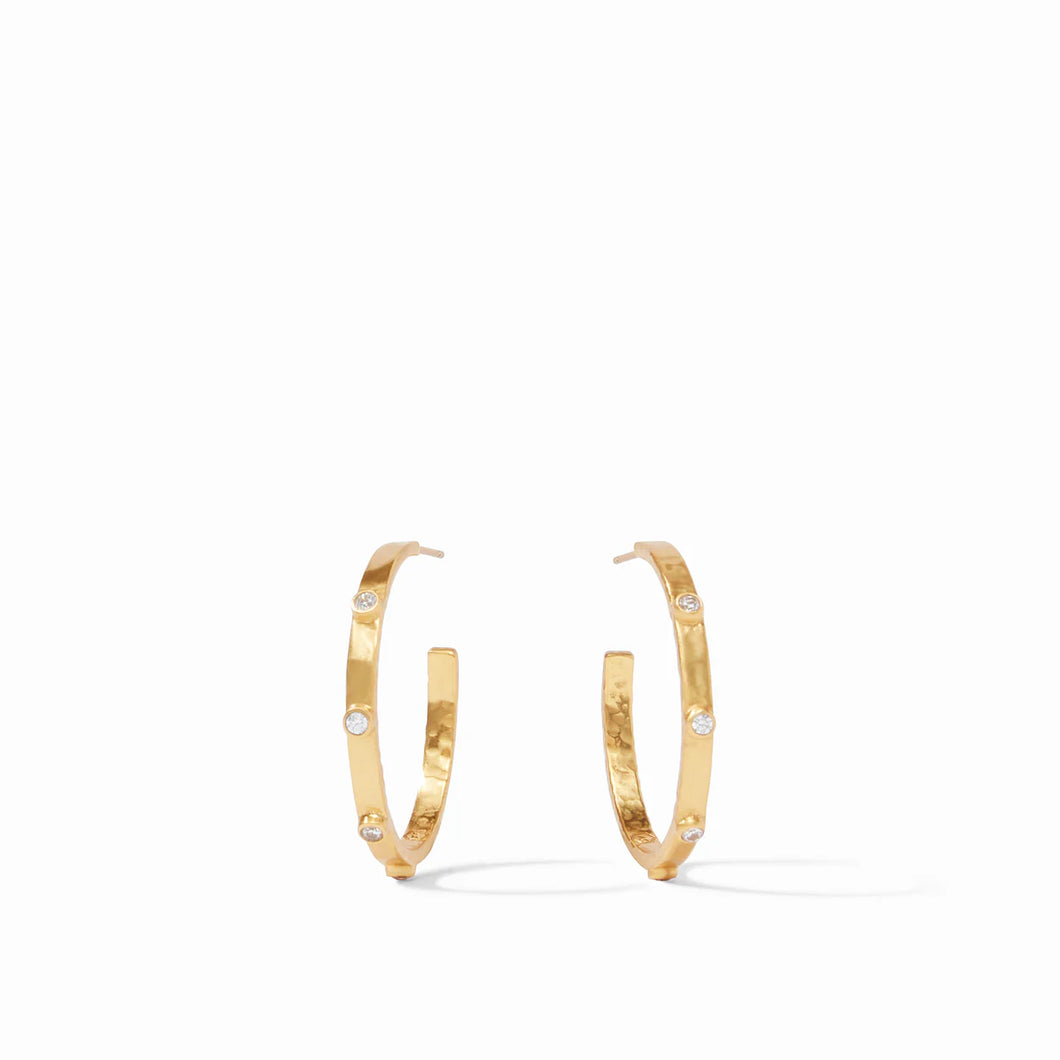 Julie Vos Medium Crescent Stone Gold Hoop
