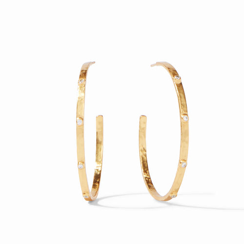 Julie Vos XLarge Crescent Stone Gold Hoop
