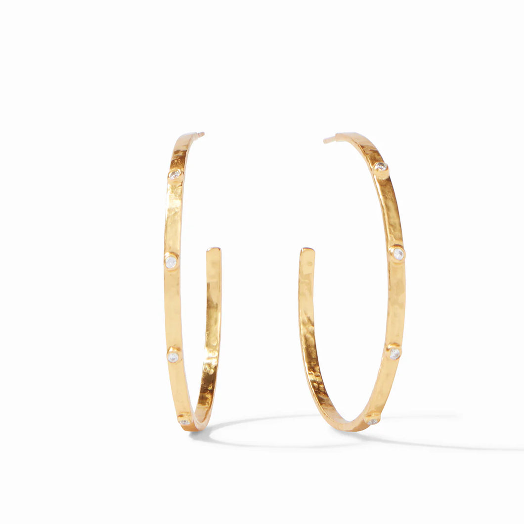 Julie Vos XLarge Crescent Stone Gold Hoop