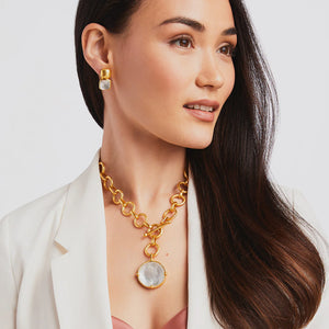 Julie Vos Honeybee Demi Clear Crystal Gold Necklace