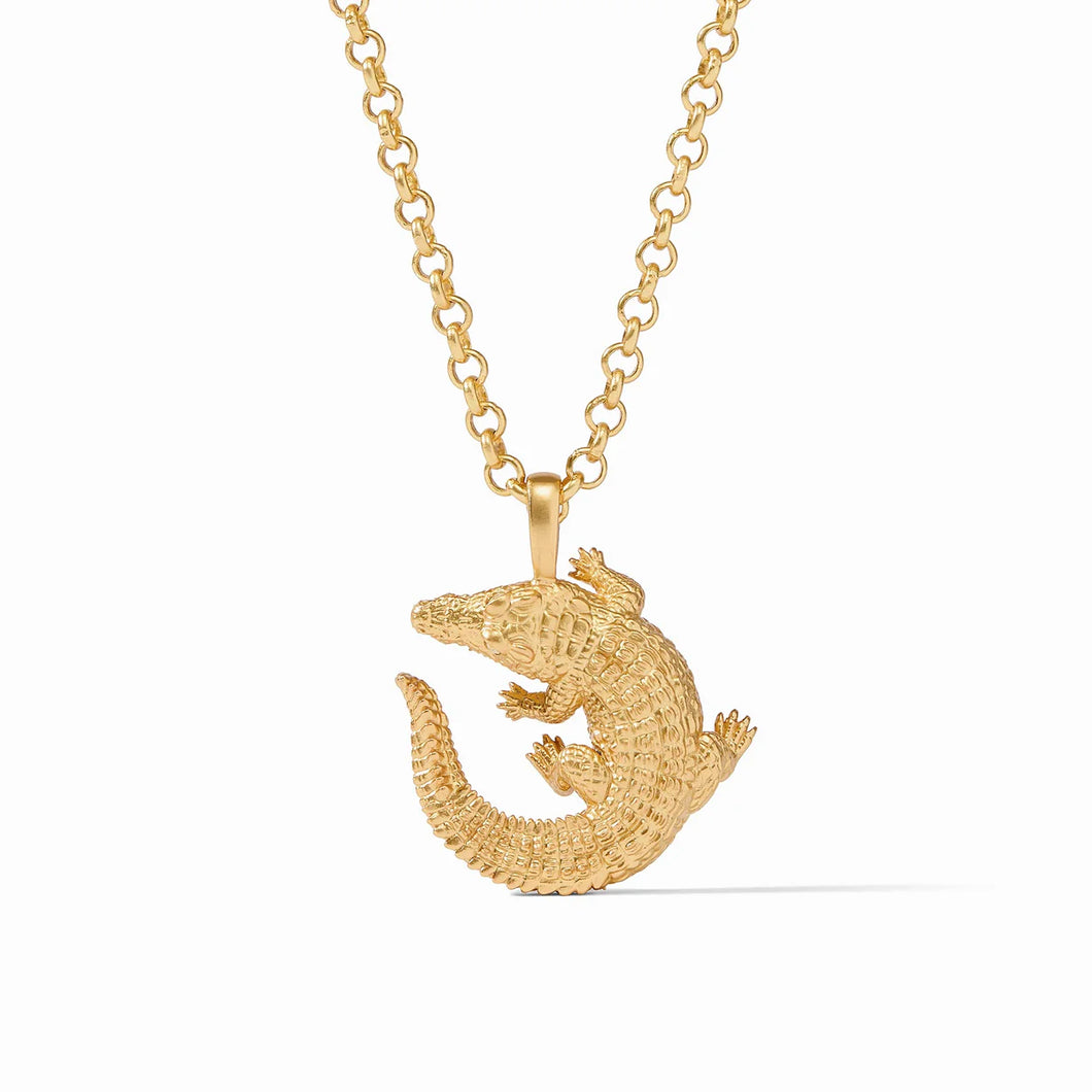 Julie Vos Alligator Gold Pendant Necklace