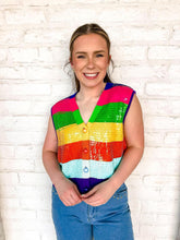 Load image into Gallery viewer, Queen Of Sparkles Rainbow Sequin Button Up Cardigan