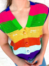 Load image into Gallery viewer, Queen Of Sparkles Rainbow Sequin Button Up Cardigan