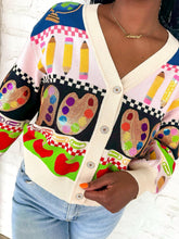 Load image into Gallery viewer, Queen Of Sparkles Teacher Icon Button Up Cardigan