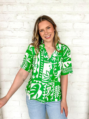 Tropical Vibes Green Top
