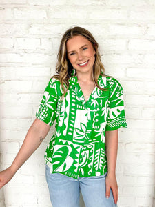 Tropical Vibes Green Top
