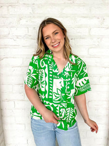 Tropical Vibes Green Top