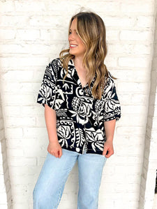 Tropical Vibes Black Top