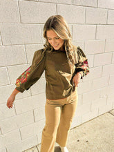 Load image into Gallery viewer, Sweetest Direction Olive Puff Sleeve Top