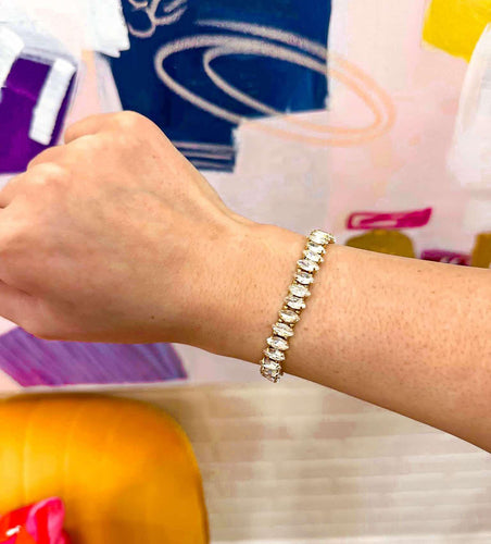 Clear Marque Crystal and Gold Bracelet