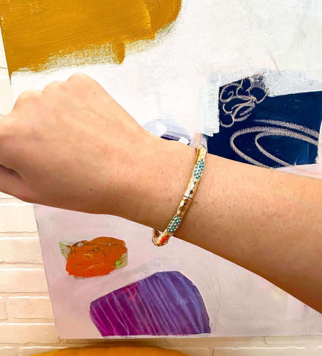 Gold With Blue Crystals Bracelet