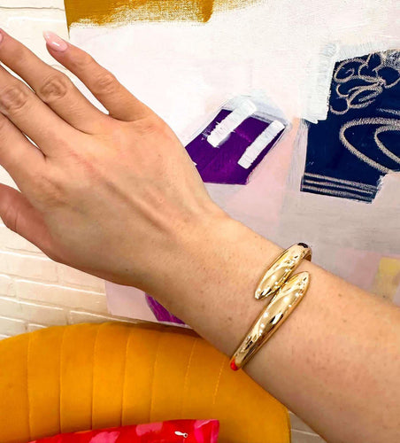 Gold Hinged Cuff Bangle