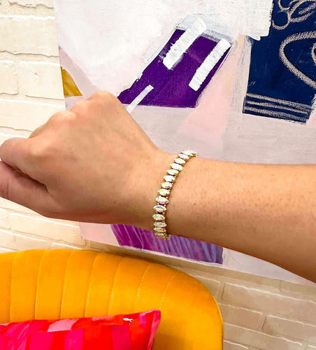 Opal Marque Crystal and Gold Bracelet