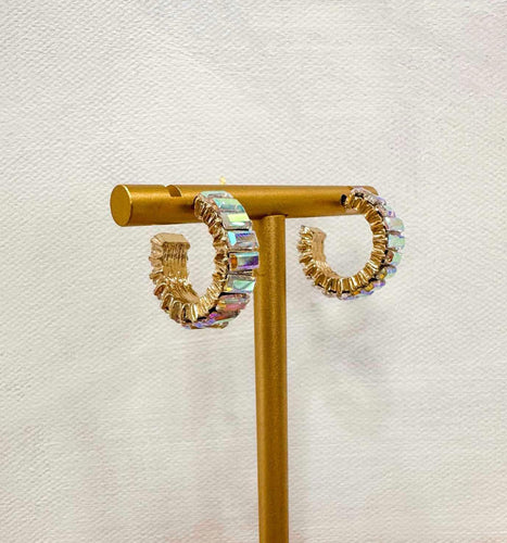Stone Baguette Huggie Hoops