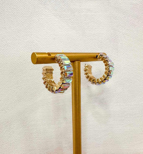 Stone Baguette Huggie Hoops