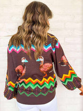 Load image into Gallery viewer, Queen Of Sparkles Brown Multi Zig Zag Duck Cardigan