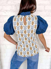 Load image into Gallery viewer, THML Mixed Media Floral Cream Top