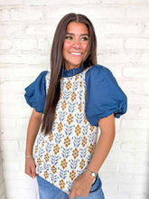 Load image into Gallery viewer, THML Mixed Media Floral Cream Top